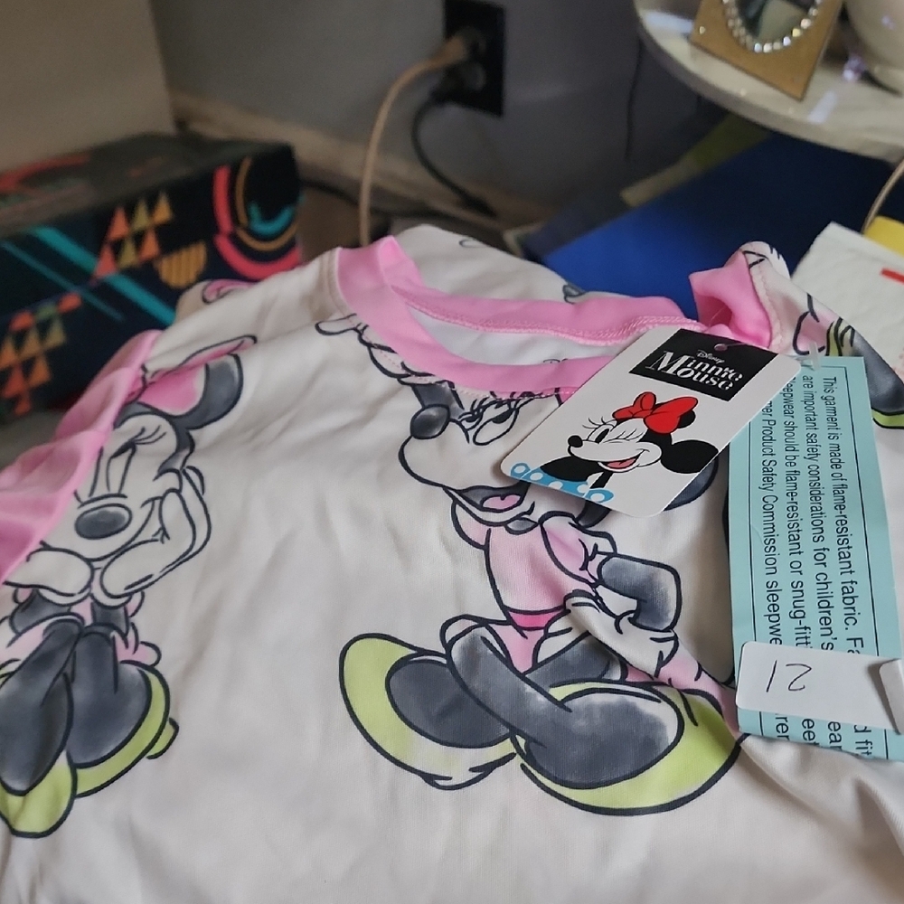 Disney Minnie Mouse Kids Pajama Set - Pink and Gray